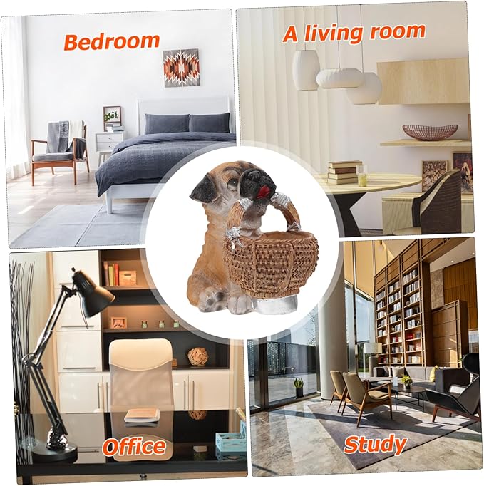 Cabilock Creative Puppy Ornament Storage Container Multi-functional Resin Basket for Keys Items Stylish Desktop Decoration for Home Office and Entryway