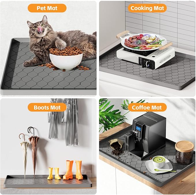 Winisok Silicone Under Sink Mat 22" x 19", Kitchen Essentials and Gadgets, Shelf Liner and Cabinet Protector, Home Organizers and Storage, Waterproof Bathroom Tray