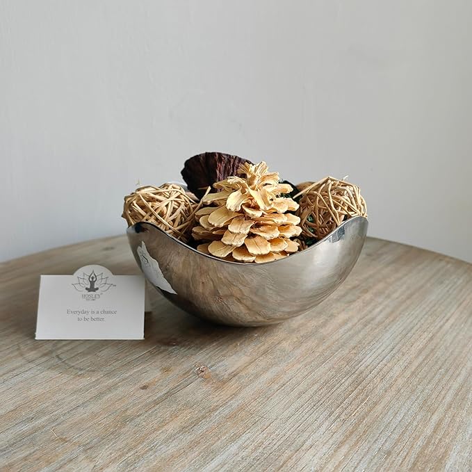 Hosley 5.75 Inch Diameter Silver Finish Metal Bowl, Ideal for Potpourri, LED Candles, Weddings, Special Events, Center Pieces, Craft. Use Decor to Coordinate O3
