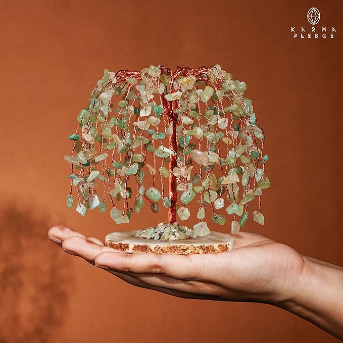 Chakra Tree of Life Birthday Gifts for Women, Home and Office Decor, Handmade Green Aventurine Crystal Tree for Money, Positivity, Reiki Healing, Spiritual Good Luck Gifts for Mom & Dad
