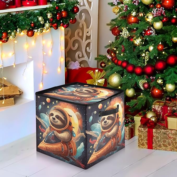 Kigai Sloth Christmas Ornament Storage Box with Zipper & Adjustable Dividers Holiday Ornament Organizer Xmas Storage Container, 64 Balls