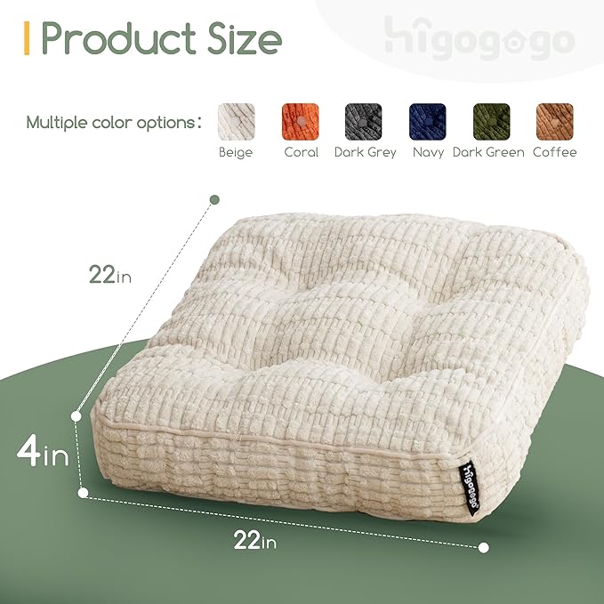 Washable Floor Pillow Cushion for Adults, Meditation Cushion Pillow, Removable Tufted Blended Corduroy Cover, Large Square Floor Sitting for Tatami Living Room or Yoga, 2Pack, Machine Washable