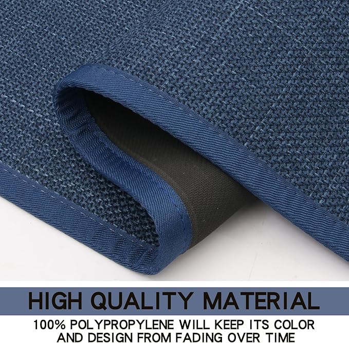 SUMLANS Kitchen Mat Set of 2 PCS, Cushioned Non Slip Rugs for Kitchen Floor, Absorbent Runner Comfort Standing Mats Washable for Kitchen, Office, Home (Dark Blue, 17.3"x47"+17.3"x71")