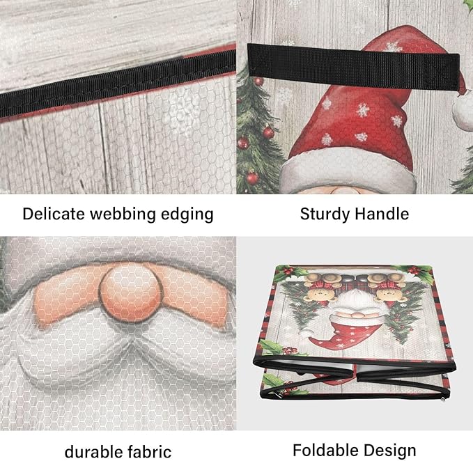 Gnomes Christmas Ornament Storage Basket Box Let it Snow Winter Xmas Holiday Storage Container Cube with Adjustable Dividers for 64 Holiday Ornaments or Decorations Keeps Clean and Dry for Next Season