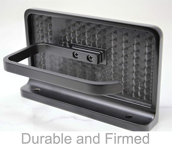 Linkaa Wall Mount Toilet Paper Holder with Shelf Matte Black，Zinc Alloy Toilet Tissue Holder with Phone Holder for Bathroom RV Commercial Toilet Tissue Dispensers，Rust-Proof