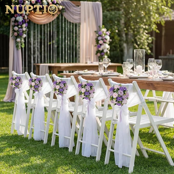 NUPTIO Artificial Flower Ball Centerpieces: 10 Pcs Lilac & Purple & Pink Rose Arrangements for Wedding Party Tables - Faux Silk Floral DIY Kissing Balls for Home Event Dining Decorations