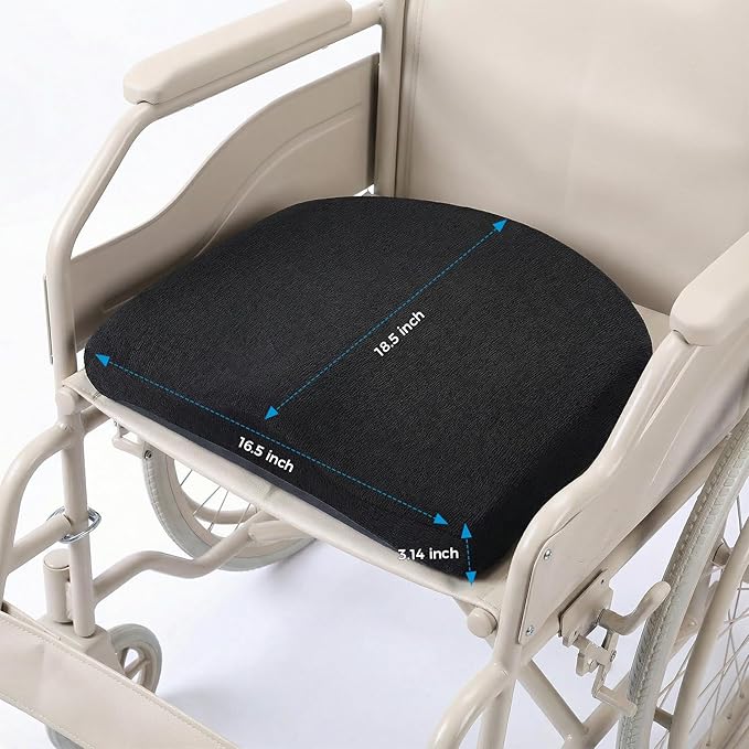 Tsumbay Firm Support Coccyx Cushion for Office Chair - Orthopedic Memory Foam, XL Size (18.5”x16.5”), Tailbone Pain Relief with Removable Washable Cover & Handle for Car, Wheelchair