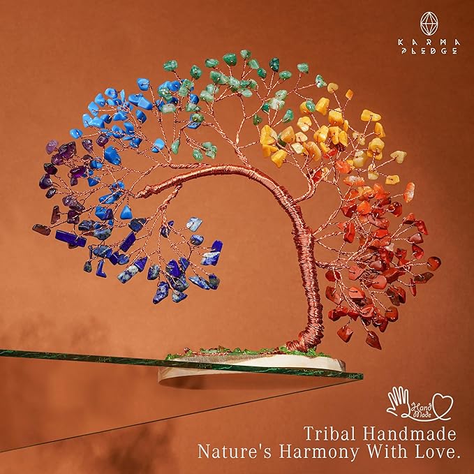 7 Chakra Tree of Life for Home, Office, Room, Wall Decor to Bring Money & Good Luck, Handmade Healing Crystal Tree Gifts for Women, Men, Mom & Dad, Unique Gifts for Birthday & Anniversary
