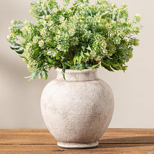 Ceramic Flower Vase, 6 Inch Small Rustic Farmhouse Vase Decorative Vases Home Decor Short Pottery Vases for Table Living Room Entryway Mantel Bookshelf Bedroom Bathroom Kitchen - Rustic