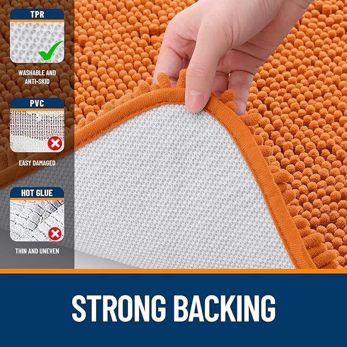 OLANLY Bathroom Runner Rugs 59x24, Extra Soft Absorbent Chenille Bath Rugs, Rubber Backing Quick Dry, Machine Washable Long Bath Mats for Bathroom Floor, Tub and Shower, Home Decor Accessories, Clay