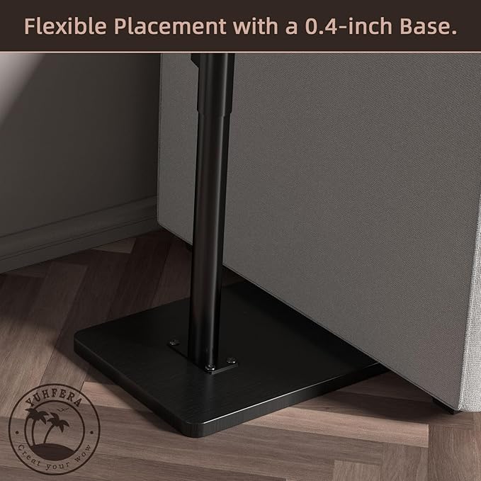 YUHFERA 360 Rotatable Sofa Tray Table for Couch Arm - Height Adjustable End Table for Bed or Chair with Phone & Tablet Slots, TV Tray Table, Side Table Tray for Small Spaces (Black, Rectangle)