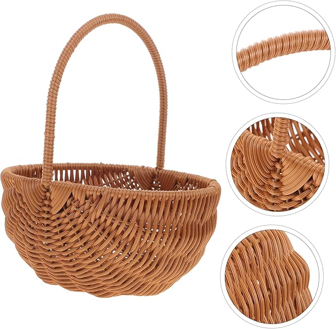 Homoyoyo Rectangular Easter Basket Weaving Mini Handcraft Storage Holder Handle for Home Decoration Boys and Girls and Party Use
