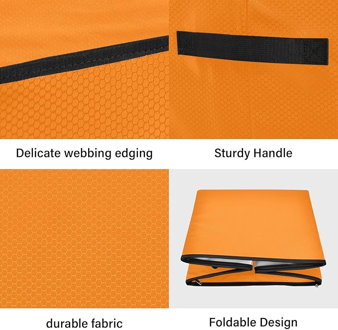 YETTASBIN Orange Solid Color Large Christmas Ornament Storage Box with Zipper & Adjustable Dividers, Storage Container with Lid & Handles for 64 Holiday Ornaments 3-Inch, 13 x 13 Inch