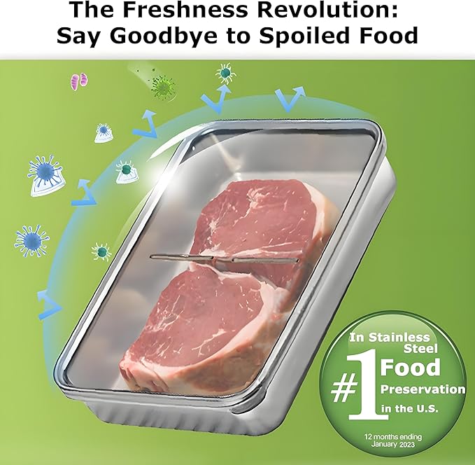 2 Pack Bacon Container for Refrigerator, 304 Stainless Steel Airtight Deli Meat Storage Containers with Lids for Fridge, Dishwasher Safe Food StorageContainers Fridge Organizers and Storage(46 OZ)