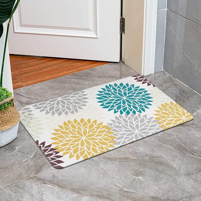 HEBE Anti Fatigue Kitchen Rugs Sets of 2, Non Slip Kitchen Mats for Floor, Waterproof Cushioned Comfort Standing Carpet for Kitchen Sink, Home Office, Laundry Room, Colorful