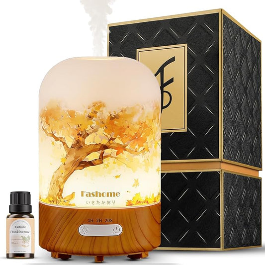 Essential Oil Diffuser, Hand Blown Glass Aromatherapy Diffuser, Ultrasonic Cool Mist Scent Aroma Humidifier, Diffuser Oil Machine Whisper Quiet with Auto Shut-Off for Home Bedroom Office(<25dB)