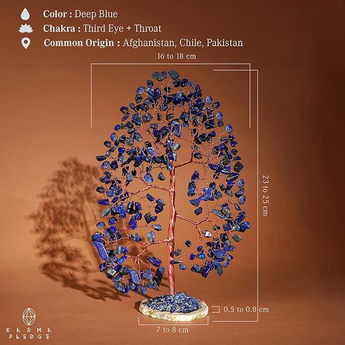 Crystal Tree of Life Birthday Gifts for Women, Men, Frineds, Handmade Lapis Lazuli Chakra Healing Tree for Home, Room, Office Decor, Bring Money, Positivity, Good Luck, Gifts for Mom & Dad