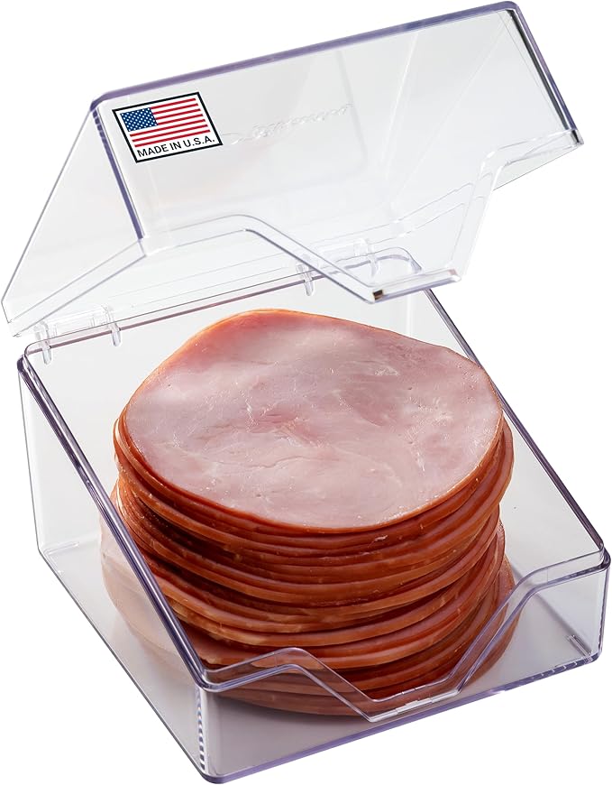 Pikanty Mini Deli Keeper | Food Storage Container with Hinged Lid | Small Cold Cuts and Cheese Organizer for Refrigerator | Dishwasher Safe | Made in USA