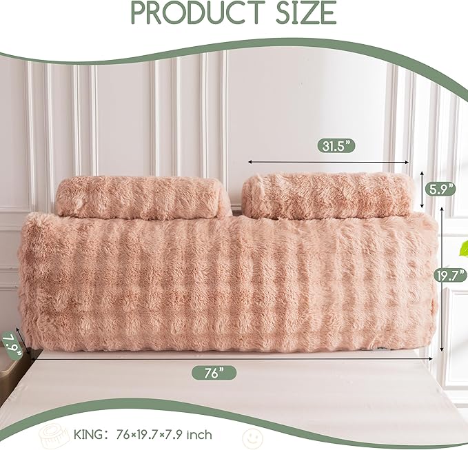 HIGOGOGO Headboard Pillow King,Ultra-Soft Wedge Pillow with 2 Cylindrical Neck Pillows,Memory Foam Filling,Back Support Pillows for Bed Sitting Up, Reading & Working, Removable Cover, 76"x19.7"
