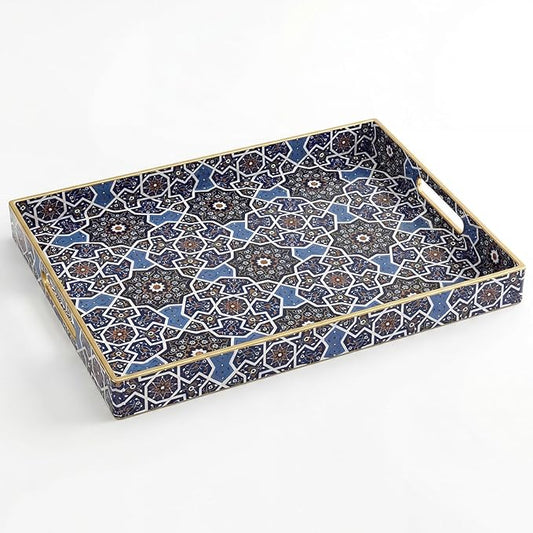 AGIOTA Coffee Table Trays for Living Room Serving Tray with Handles, Modern Large Tray for Ottoman Coffee Table
