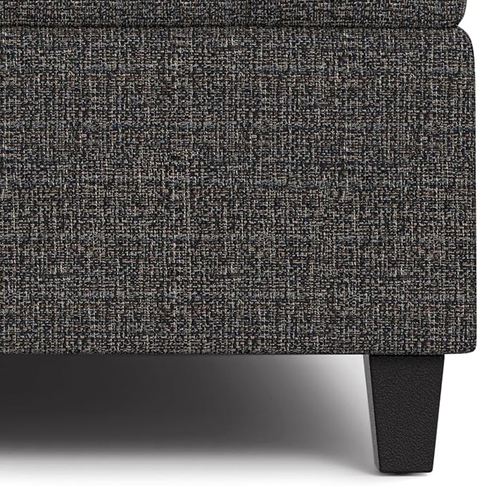 SIMPLIHOME Harrison Large Coffee Table Storage Ottoman - 40 inch Wide Upholstered Tweed Look Fabric Square Lift-Top Ottoman in Ebony, Transitional Bench for Living Room with Sturdy Base