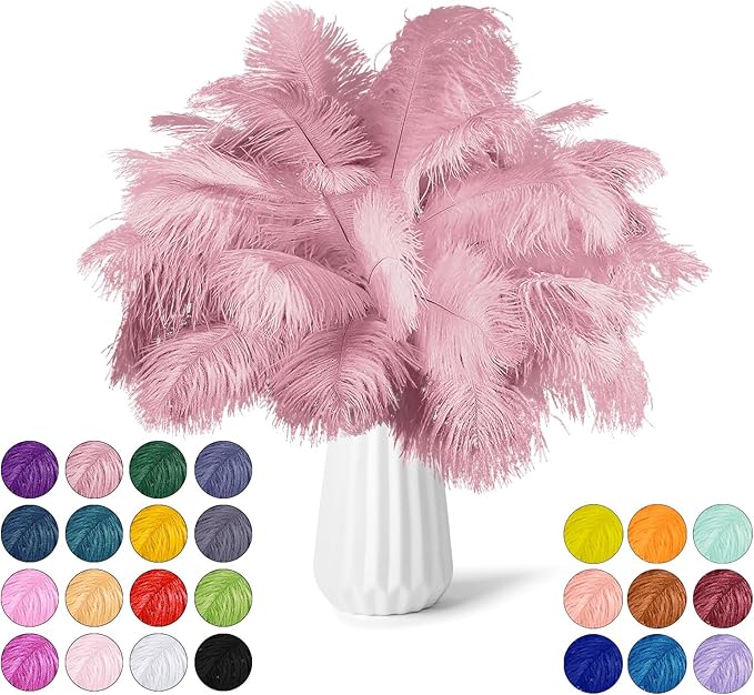30pcs Old Pink Green Ostrich Feathers Natural Bulk 11-14inch(28-35cm) Vase Craft Wedding Home Party Centerpieces Christmas Day Decoration
