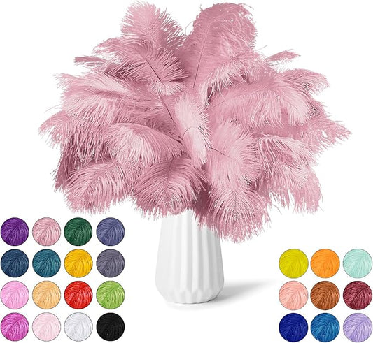 30pcs Old Pink Green Ostrich Feathers Natural Bulk 11-14inch(28-35cm) Vase Craft Wedding Home Party Centerpieces Christmas Day Decoration