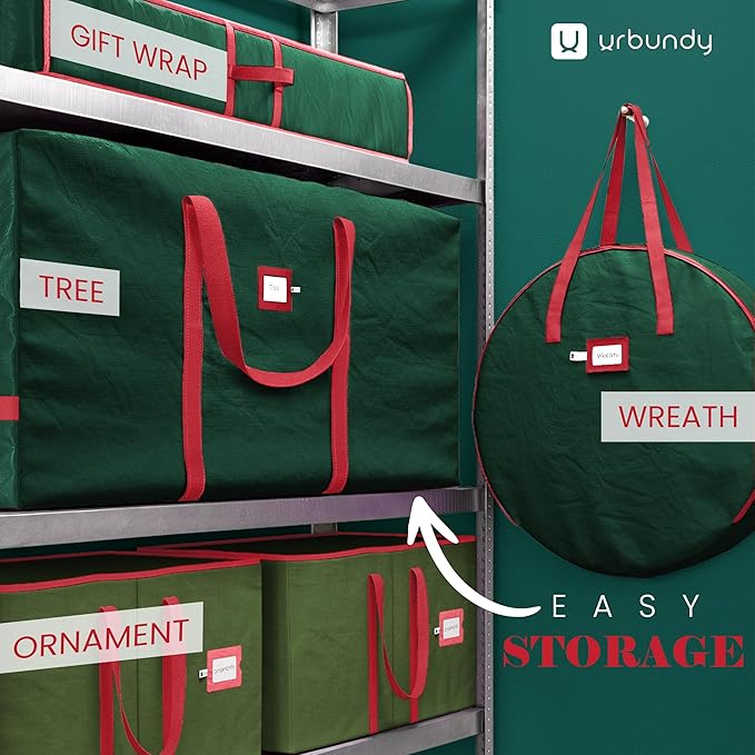 Heavy Duty Christmas Tree Storage Bag 7.5 Ft - Christmas Tree Bag Green - Tree Bags For Storage - Xmas Tree Storage Bag Holds 7.5 Ft Christmas Tree Bag For All Year Round Christmas Storage