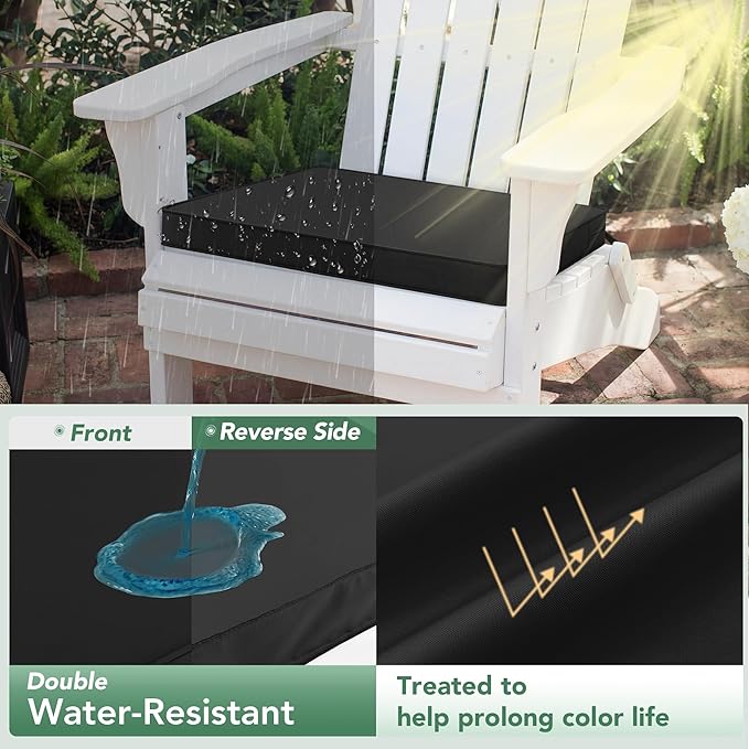 Outdoor Chair Cushions Set of 4: Waterproof & Fade Resistant Seat Cushion for Patio Furniture - 19 x 19 x 2 Inch Chair Pads with Ties and Hidden Zipper - Patio Chair Cushion Replacement, Black