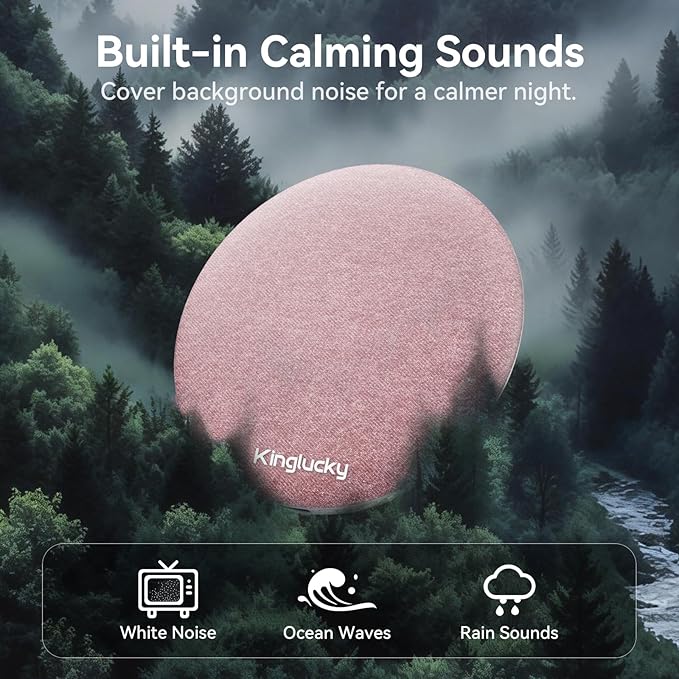 Kinglucky Pillow Speaker for Sleeping, Mini Bluetooth Speaker Under Pillow with Built-in Pink Noise White Noise Sound Machine for Sleeping, Headphone-Free Sleep Speaker for Side Sleeper Pink