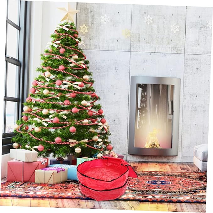 Christmas Wreath Storage Bag with Handle Double-Layer Pe Wreath Holder for and Portable Holiday Decoration Organizer