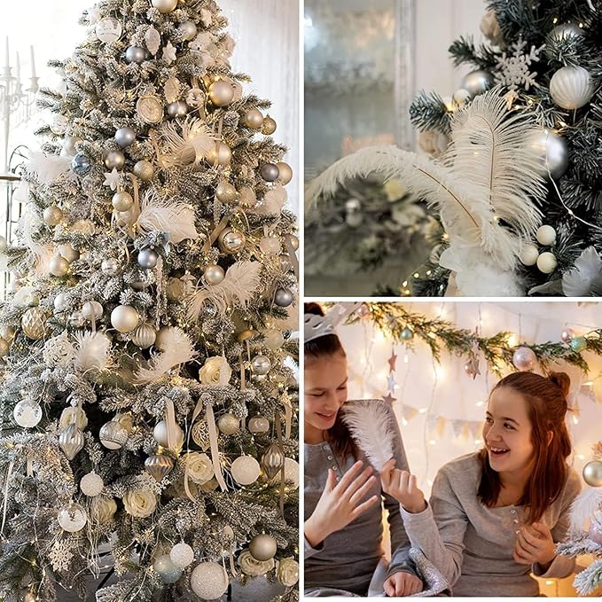 30pcs White Ostrich Feathers Natural Bulk 13-16in(33-40cm) Vase Craft Wedding Home Party Centerpieces Christmas Day Decoration