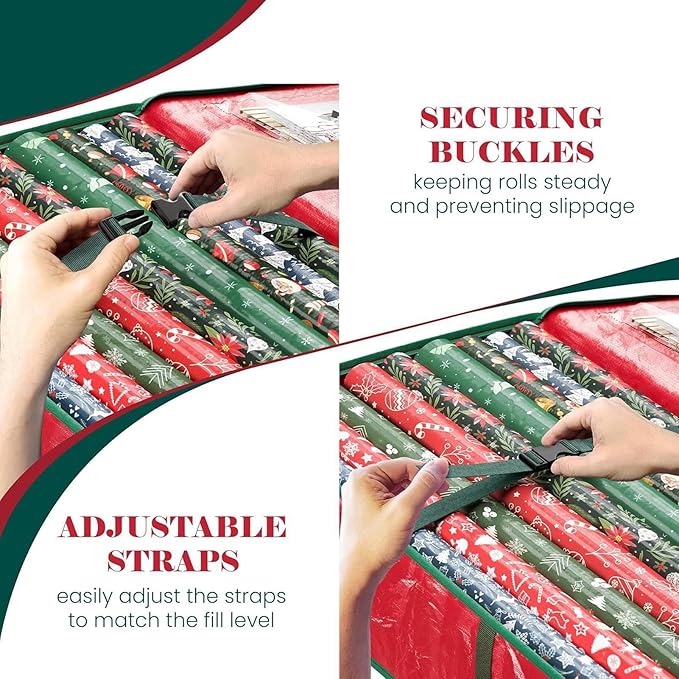 Christmas Wrapping Paper Holder Box, Waterproof Oxford Fabric Container 106x35x15.2 cm for Living Room, Bedroom, Closet, Rolls, Ribbons, Bows Storage