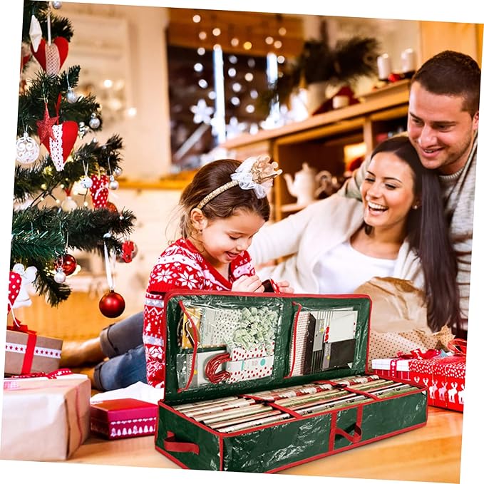 Gift Decoration Paper Storage Bag Wrapping Paper Pouch for Easy Organization Lightweight Tear-Resistant Container for Christmas Closet and Under Bed Storage