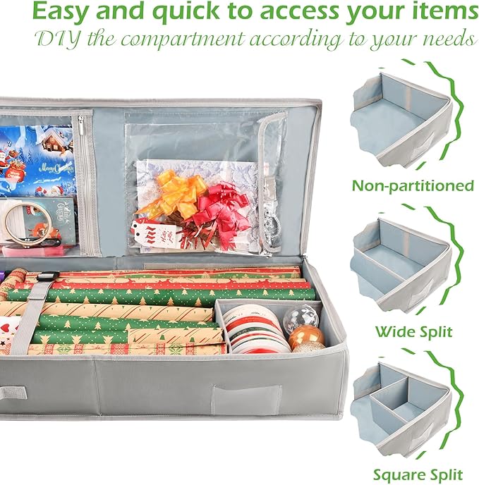 EXLIFBAG Wrapping Paper Organizer Storage for Christmas Gifts Wrapping Pape, Fits Ribbon, Ornaments, Holiday Accessories, 40"