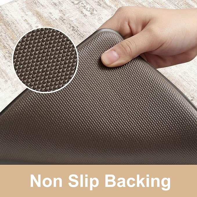KIMODE Anti Fatigue Kitchen Mats 24"x71", Boho Abstract Kitchen Runner Rugs, Cushioned Non Skid Kitchen Mats for Floor, Comfort Kitchen Floor Mats for Sink Laundry Desk Light Brown