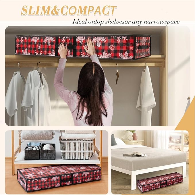 Storage for Wrapping Paper | Large Bags with Handle - Wrapping Storage Organizer with Interior Pockets - for Home Underbed Basement Garage Closet College Dorm Attic