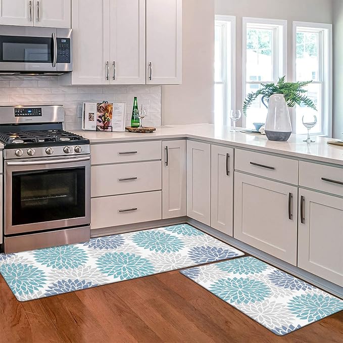 HEBE Anti Fatigue Kitchen Rugs Sets of 2, Non Slip Kitchen Mats for Floor, Waterproof Cushioned Comfort Standing Carpet for Kitchen Sink, Home Office, Laundry Room
