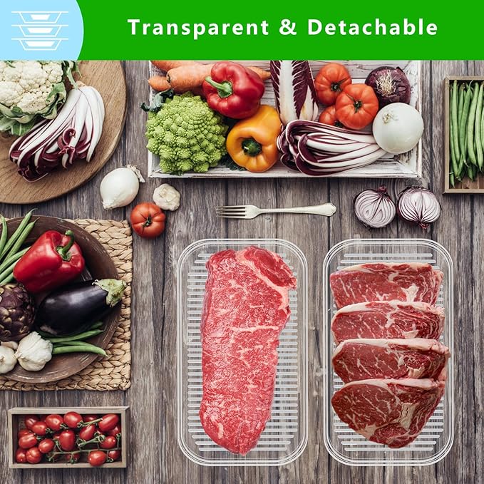 Deli Meat Container for Fridge with Airtight Lid, 3-Layer Lunch Meat Container for Fridge, Transparent Stackable Cold Cuts Storage Containers for Meats Cold Cuts Cheese, BPA Free, 18.6oz, 1Pack