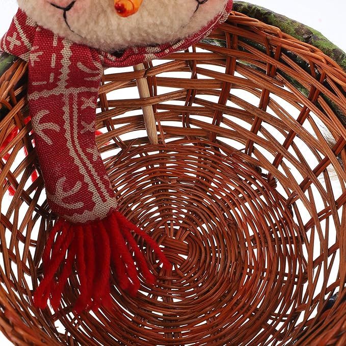 Outanaya Christmas Balls Ornaments Snowman Decor Candy Storage Basket Xmas Party Holder Random Style