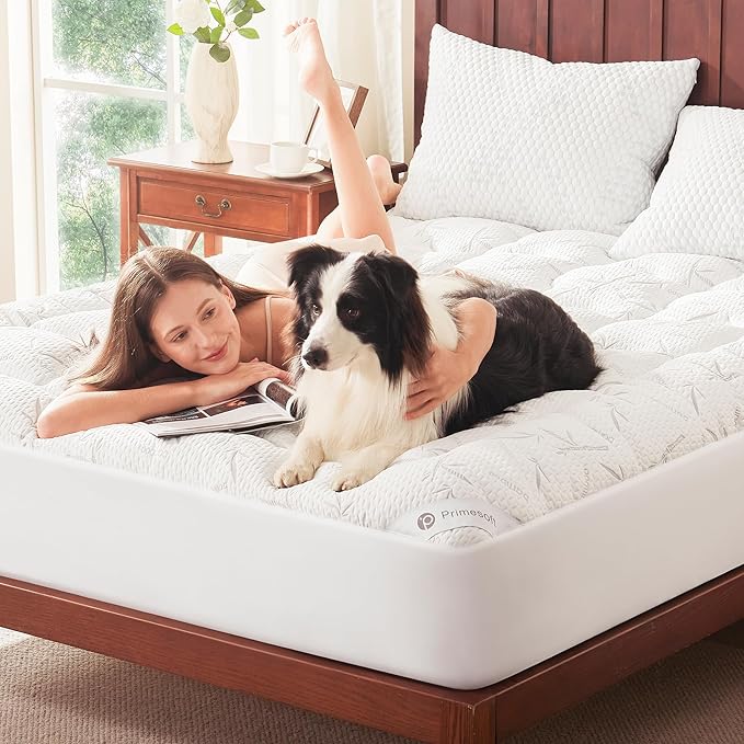 PRIMESOFT 100% Waterproof Twin XL Size Mattress Topper,Thick Pillow Top Mattress Pad，Up to 21 Inch Deep Pocket,Soft Breathable Mattress Pad for Back Pain, Protector Cover(White)