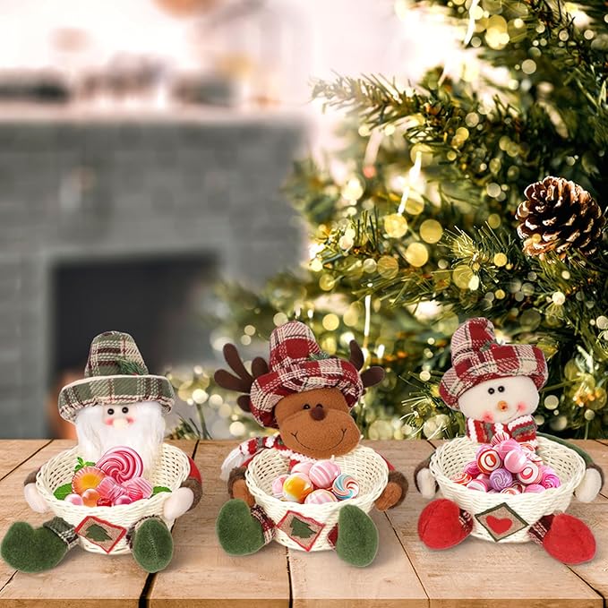 Efficient Cloth Candy Storage Basket with Santa Design Holiday Decors for Christmas Tree Accessories Organization Santa Ornament Storage Holders