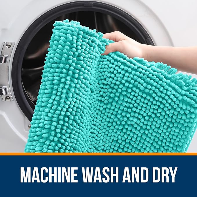 OLANLY Large Bathroom Rugs 59x35, Extra Soft Absorbent Chenille Bath Rugs, Rubber Backing Quick Dry, Machine Washable Bath Mats for Bathroom Floor, Tub and Shower, Home Decor Accessories, Teal