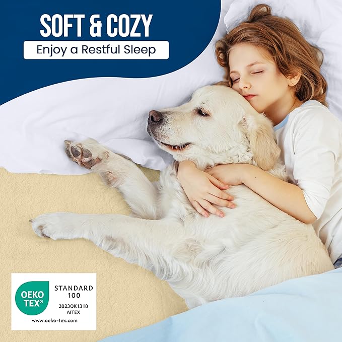 Queen Size Mattress Protector Waterproof, Premium 200 GSM Terry Mattress Cover, Soft & Breathable Bed Cover, Fitted Sheet Style Stretchable Deep Pockets 17" by Utopia Bedding (Beige)