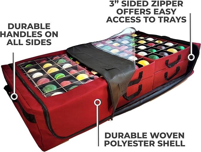 612 Vermont Flat Under Bed Ornament Storage Holds 108 Ornaments, 72 – 3” and 36 – 4” Ornaments (SB-40060-VT)