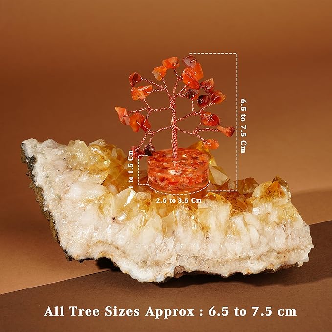 Set of 12 Crystal Trees Unique Birthday Gifts for Women, Mom & Dad, Orgone Base Handmade Reiki Healing Stones for Home, Office Desk Decor, Bring Money, Positivity, Spiritual Good Luck Gifts