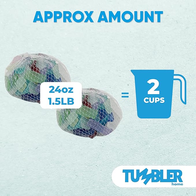 Tumbler Home Sea Glass for Crafts, Decor & Vase Filler, 25oz Frosted Assorted Seaglass Pieces, Recycled Beach Glass in Bulk and Smooth Seaglass for DIY Art, Coastal Decor, and Jewelry Making