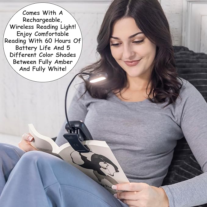 Homie Reading Pillow with Reading Light and Wrist Support, Has Arm Rests, and Back Support for Bed Rest, Lounging, Reading, Working on Laptop, Watching TV (Dark Gray)