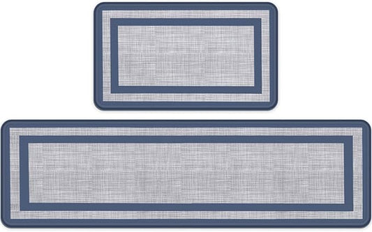 Mattitude Kitchen Mats Set of 2 Cushioned Rugs Anti-Fatigue Mats for Kitchen Floor,Waterproof Non-Slip Mats and Rugs Set for Office,Floor,Laundry 17.3"×29"+17.3"×59",Blue
