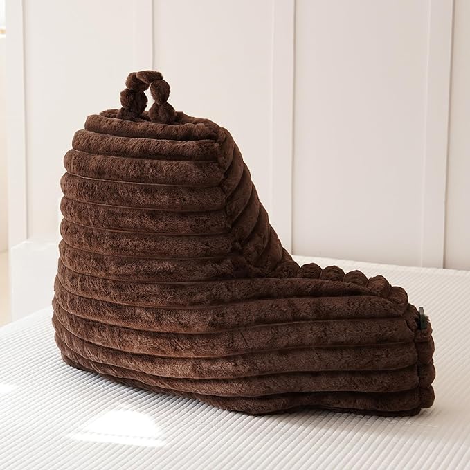Yaoshuho Large Reading Pillow for Adults, Back Support Pillow for Sitting Up in Bed with Arms, Couch for Lounging Bedrest, Coffee